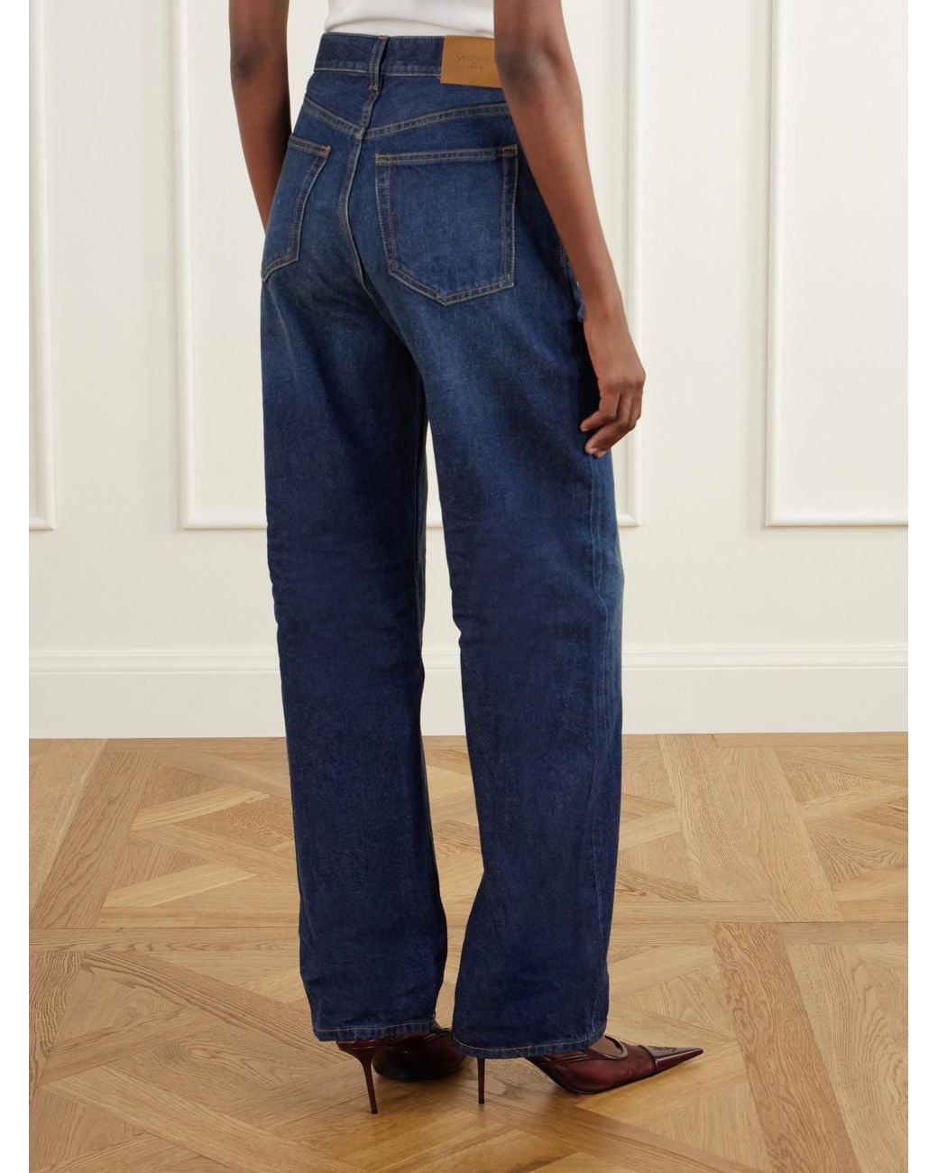 Saint Laurent Blue High-Rise Wide-Leg Jeans