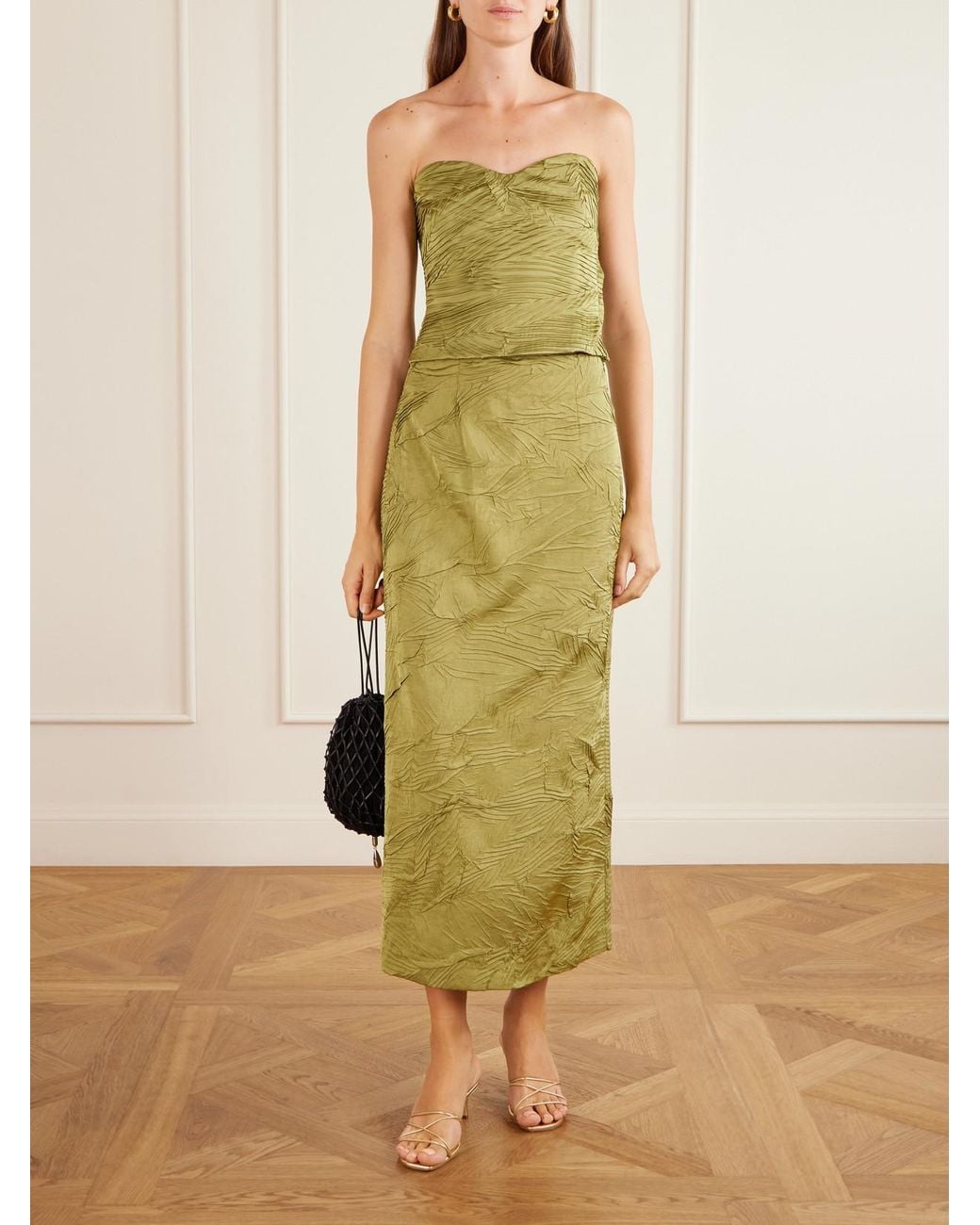 Ulla Johnson Green Heleen Cropped Satin Tank