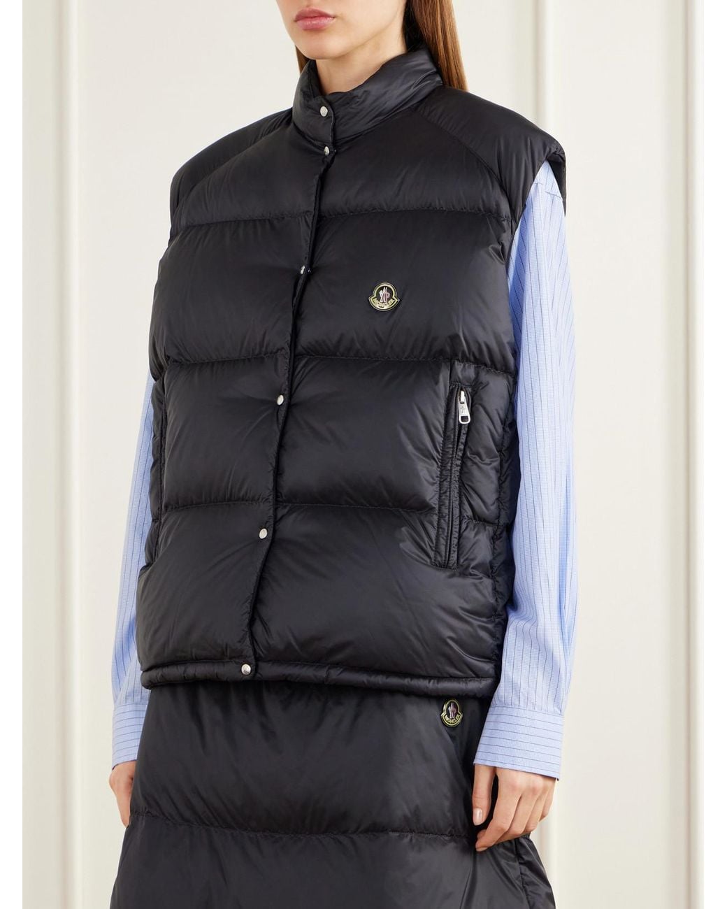 Moncler Blue Logo-Appliquéd Quilted Shell Down Vest