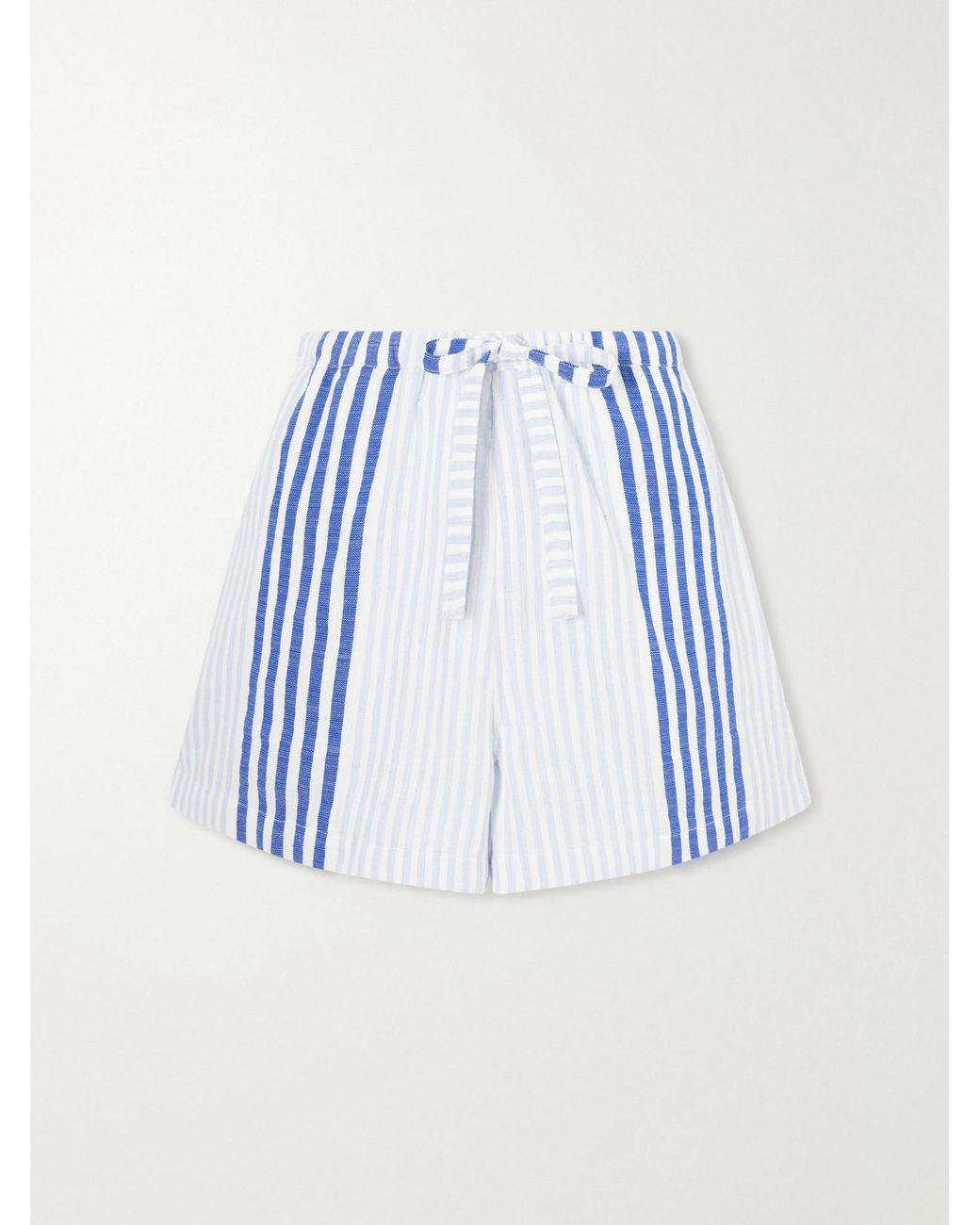 Lemlem Blue Safia Striped Cotton Shorts