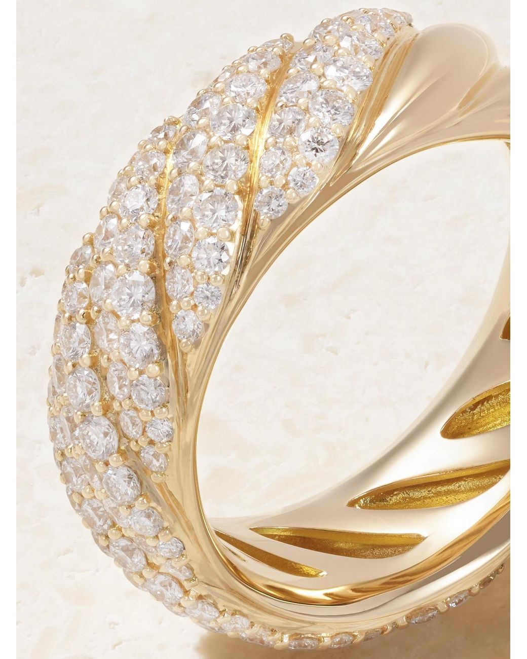 David Yurman Natural Sculpted Cable Band 18-Karat Diamond Ring