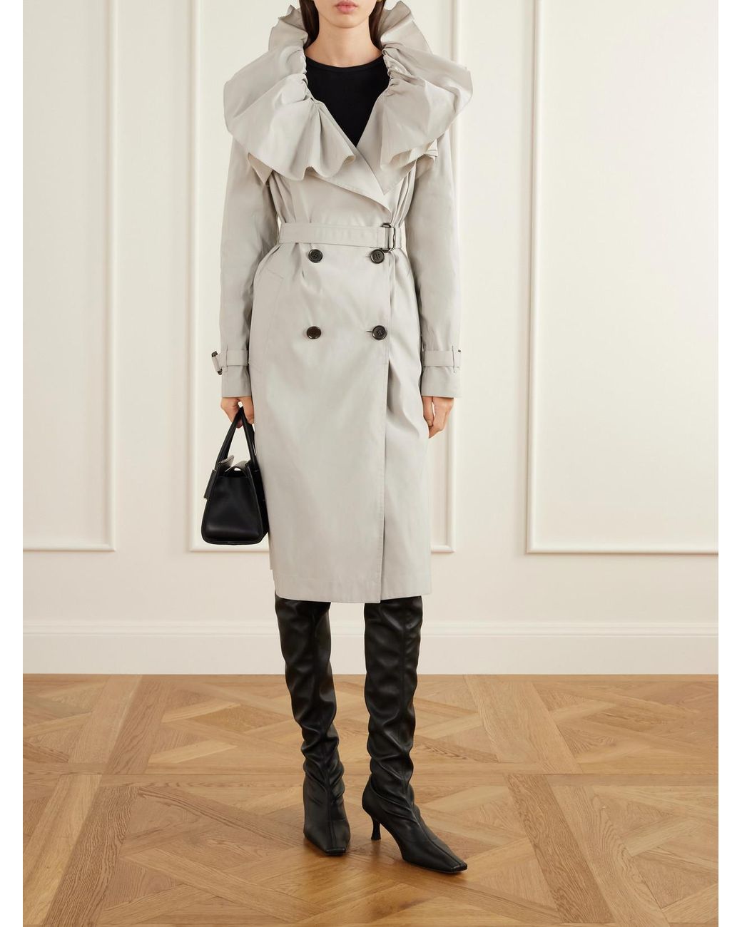 Burberry White Clare Belted Gabardine Trench Coat