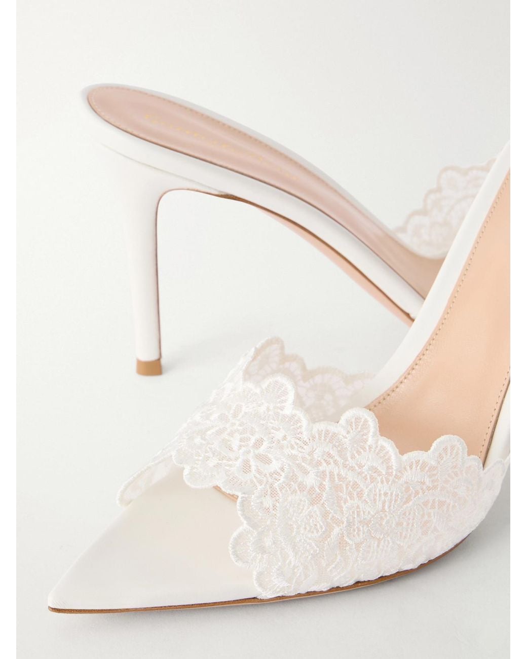 Gianvito Rossi Natural Yvonne 85 Lace Mules