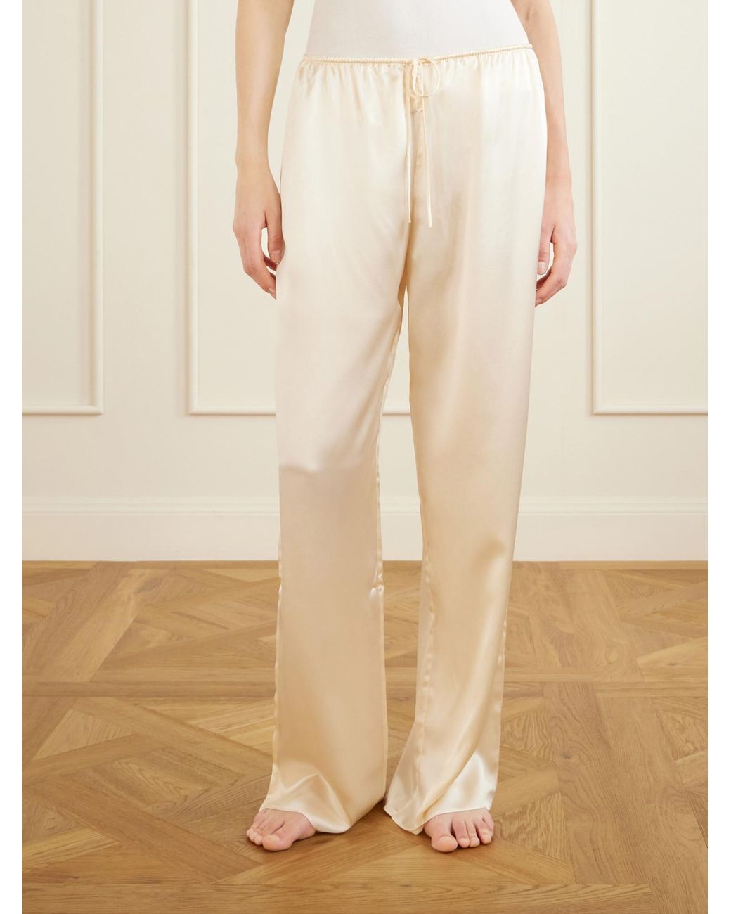 Olivia Von Halle White Elvira Silk-Satin Pajama Set