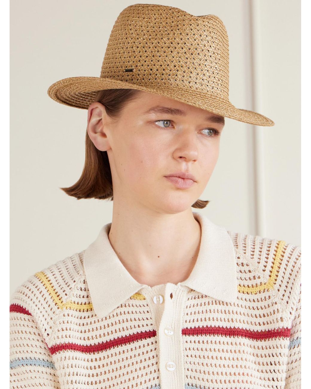 Eugenia Kim Natural Lillian Embellished Raffia-Effect Hat