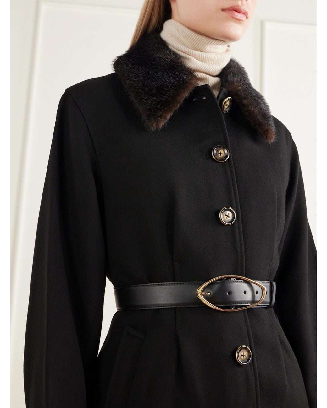 Veronica Beard Black Severine Dickey Plush-Trimmed Crepe Jacket