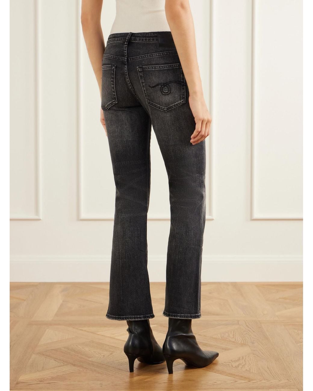 R13 Black Boy Kick High-Rise Flared Jeans