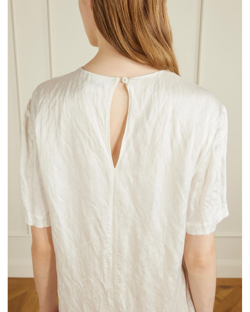 Khaite White Webber Crinkled-Voile Midi Dress
