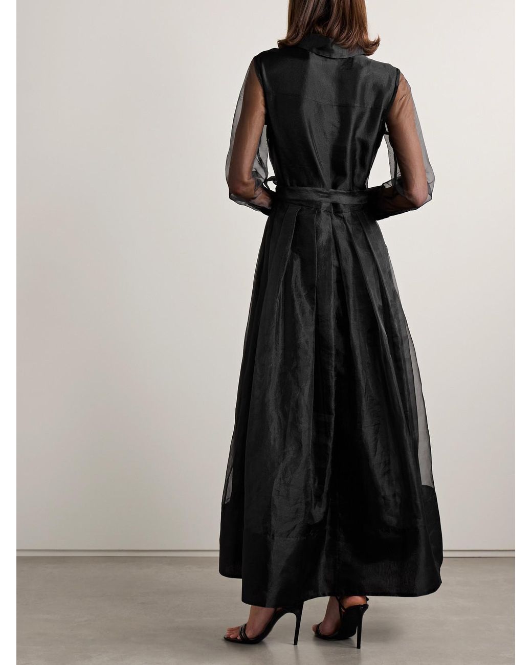 jonathan simkhai aubree organza midi dress Jonathan Simkhai Montgomery Belted Pleated Organza Midi Dress in Black
