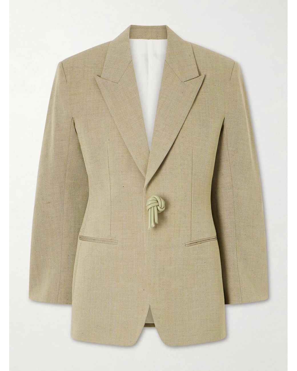 Bottega Veneta Natural Embellished Wool-Blend Blazer
