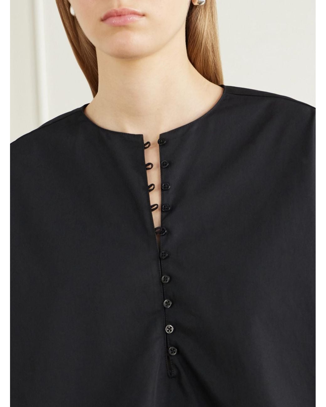Kallmeyer Blue Marguerite Cotton-Poplin Blouse