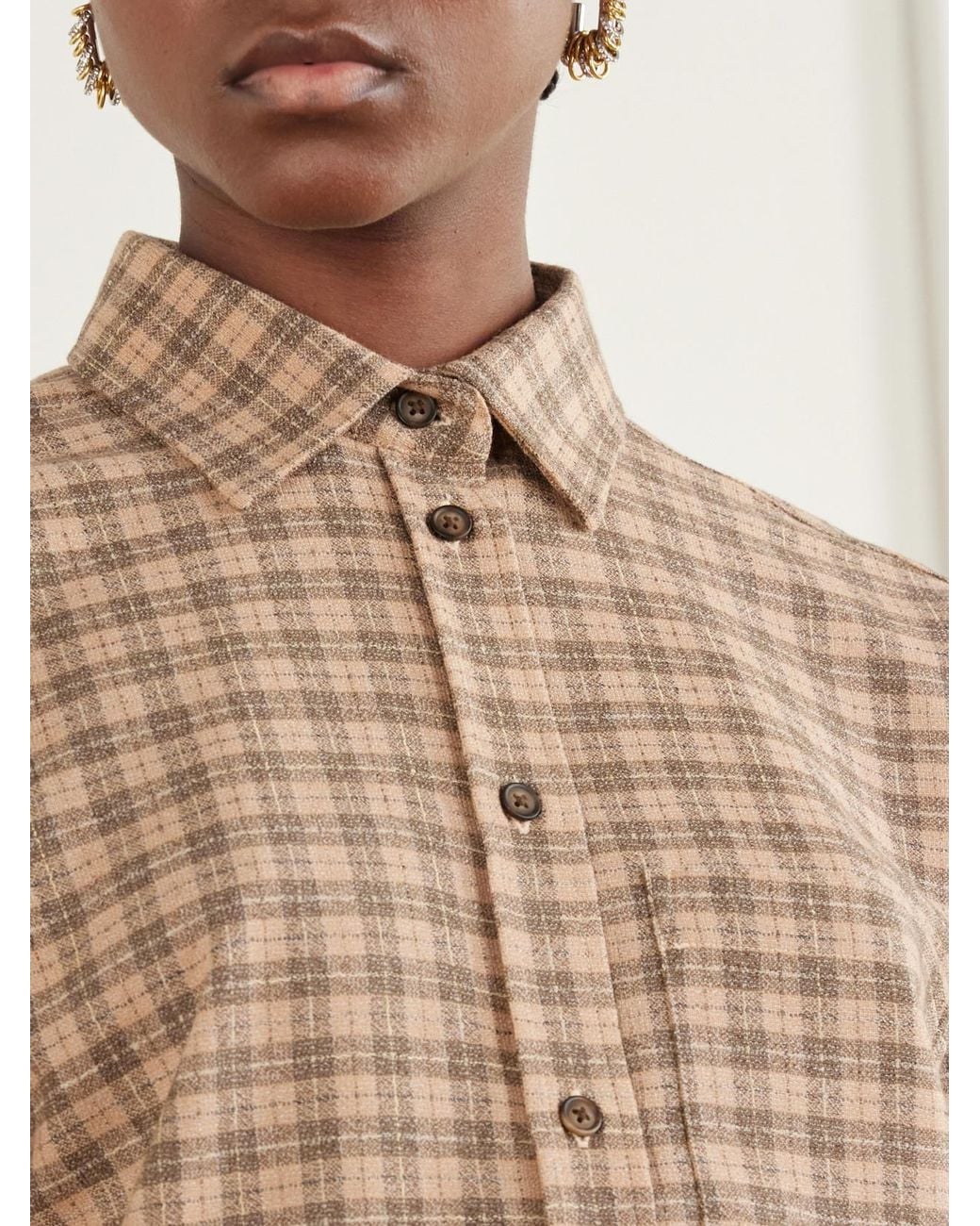 Rohe Natural Checked Wool-Blend Shirt