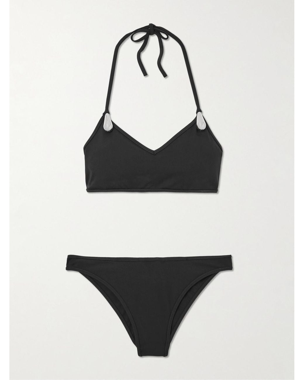 Bottega Veneta Black Embellished Halterneck Bikini