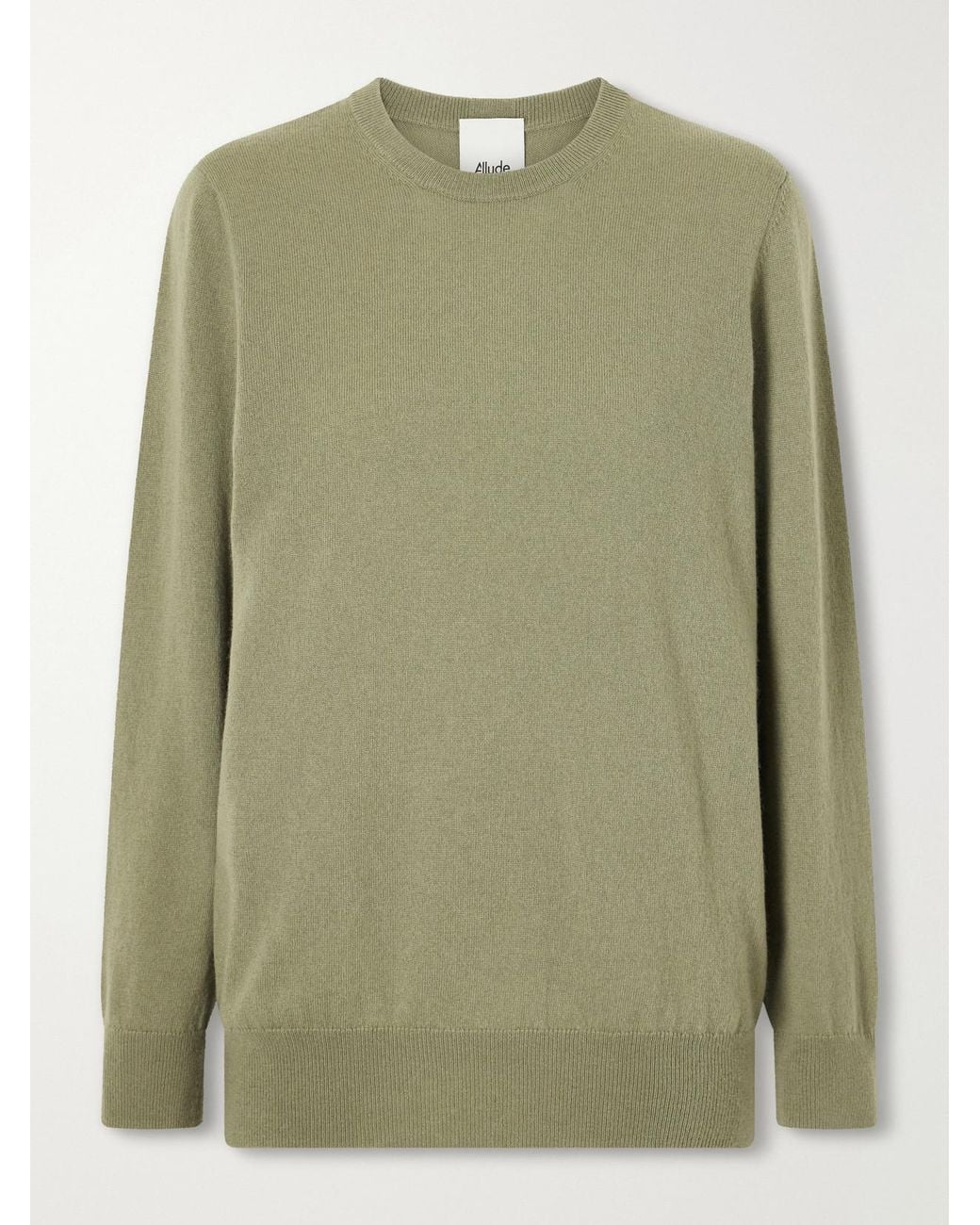 Allude Green Wool And Cashmere-Blend Sweater