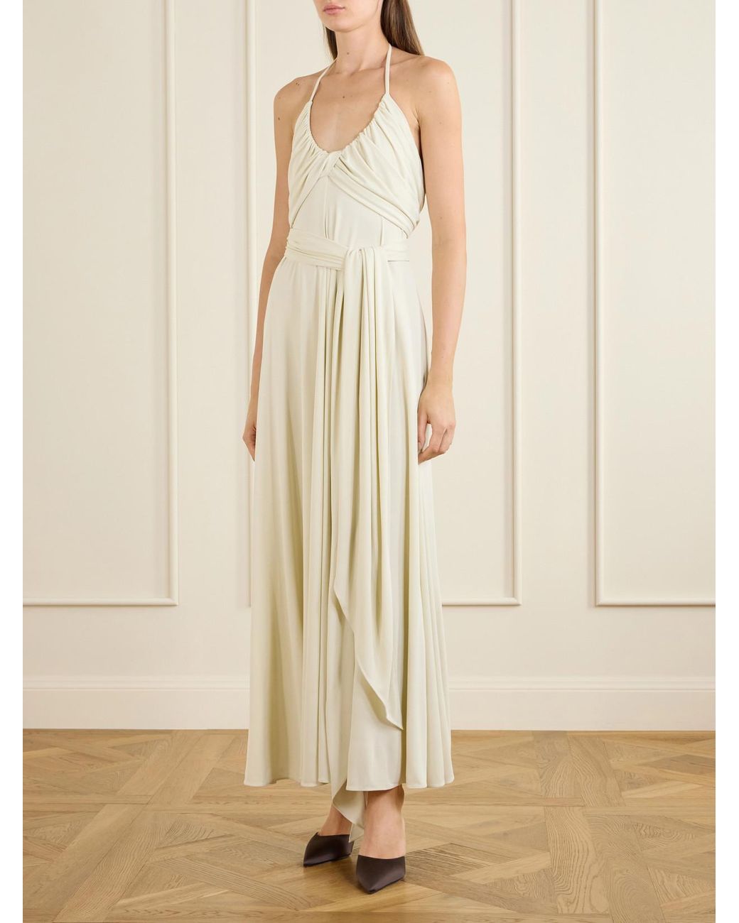 Alaïa White Halter Jersey Maxi Dress