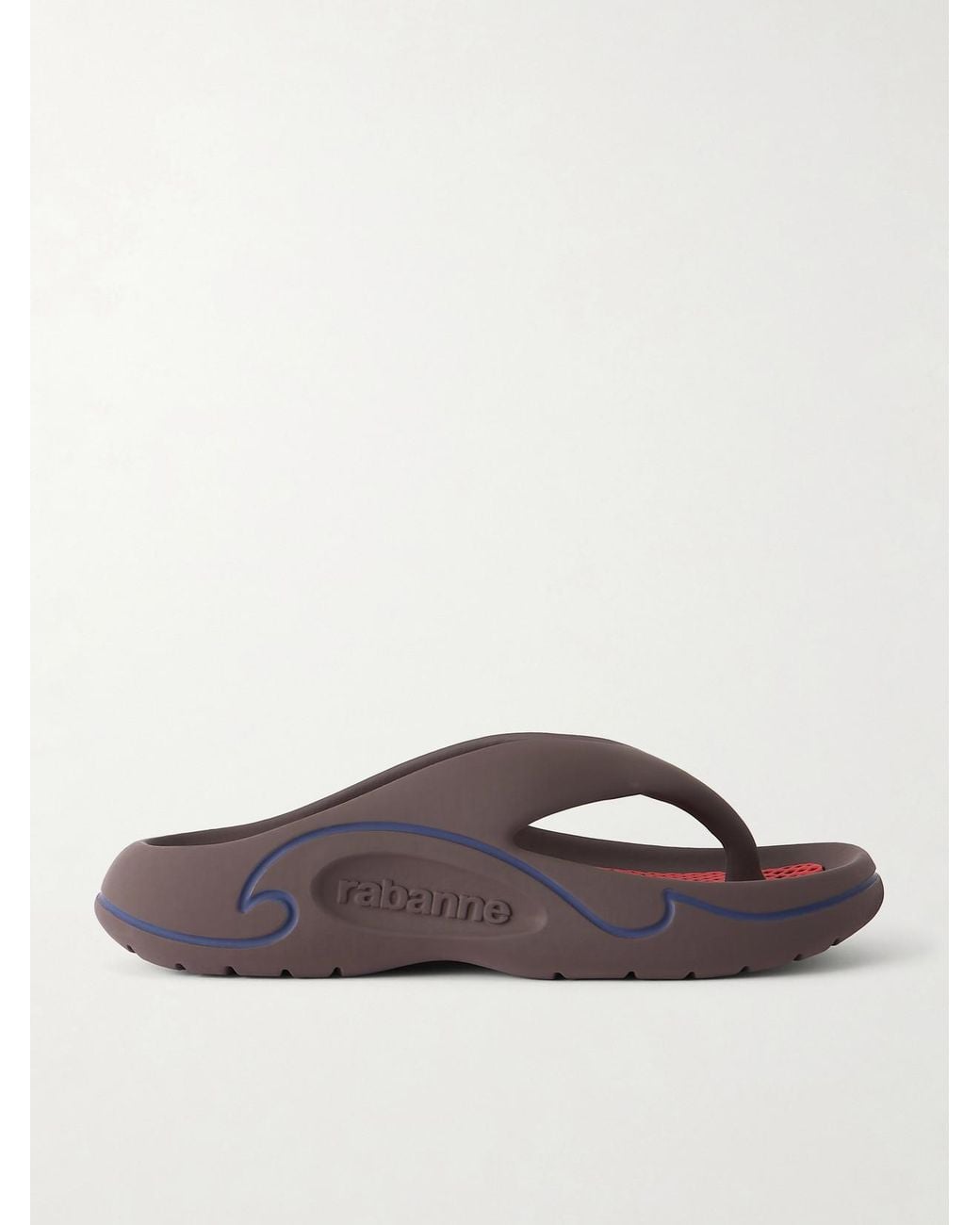 Rabanne Brown 3D Logo-Embossed Thong Sandals