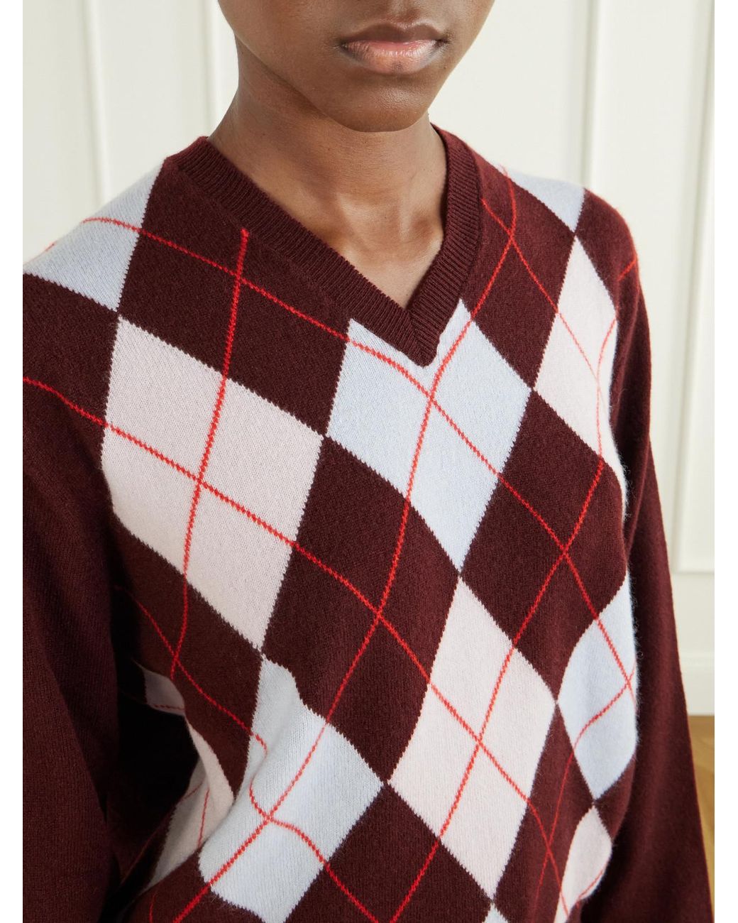 RÙADH Red The Academy Checked Cashmere Sweater