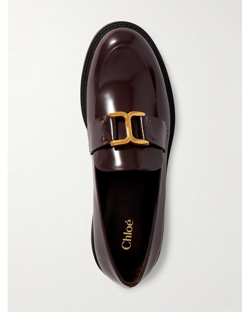 Chloé Red Marcie Embellished Leather Loafers