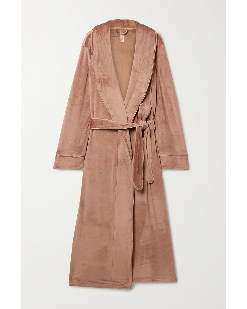 Skims Fleece Velour Robe in Brown Lyst