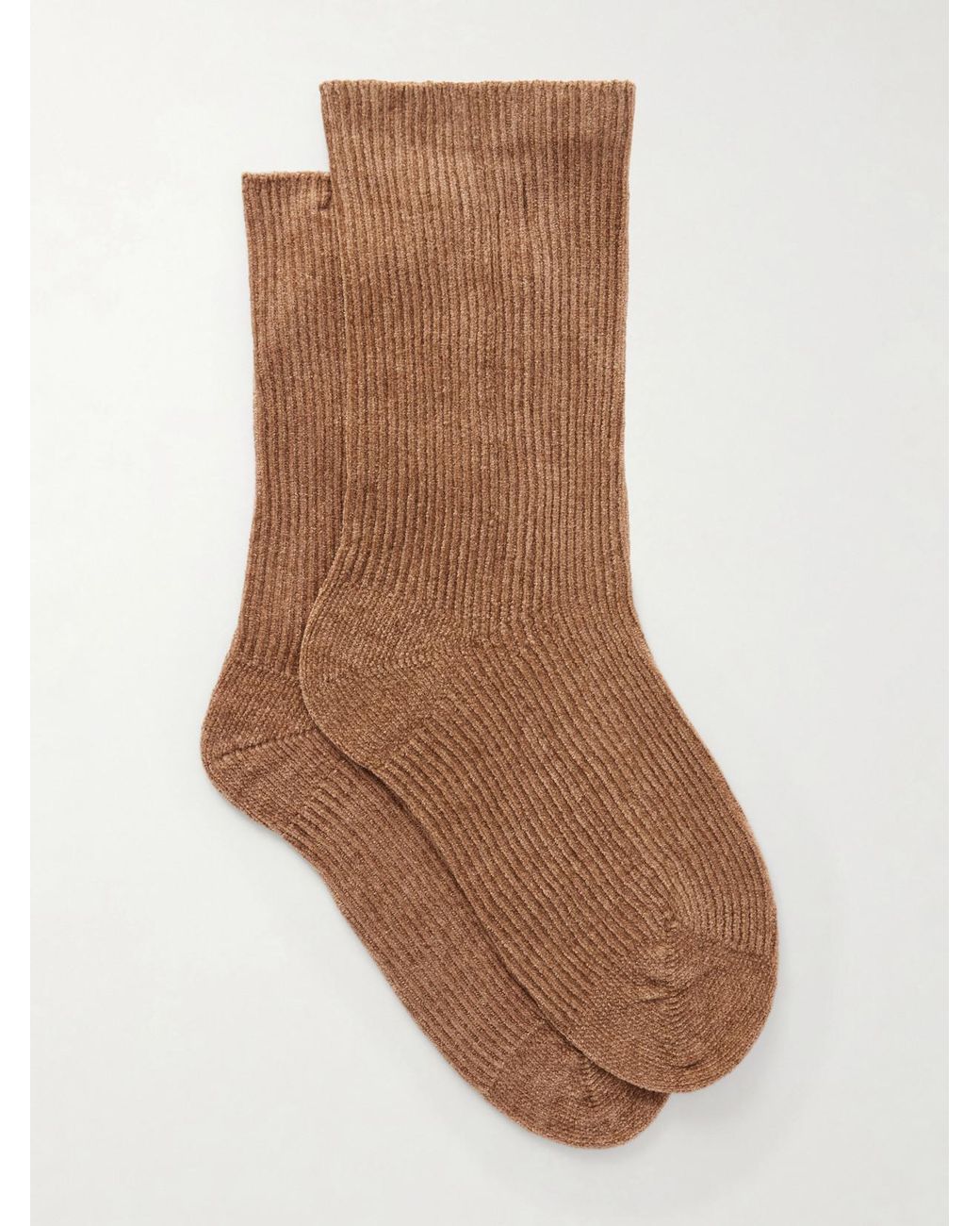 Gabriela Hearst Brown Brio Ribbed Silk Socks
