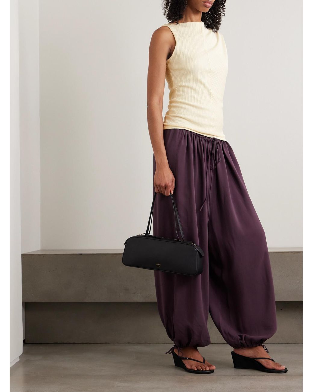 RÙADH Natural Toga Draped Ribbed Organic Cotton And Modal-Blend Top
