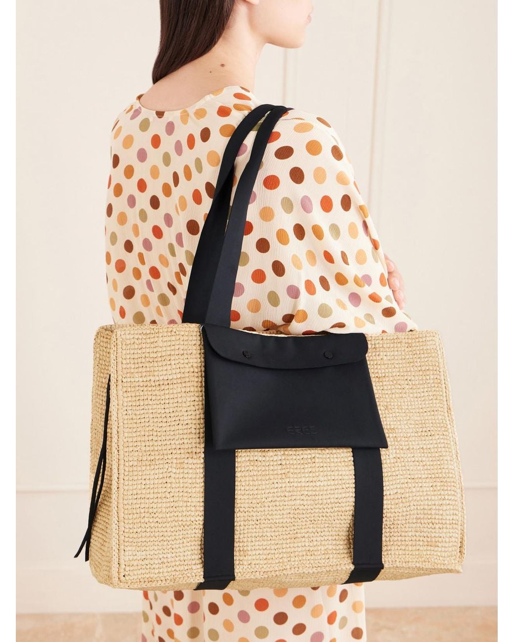 Eres Black Faux Raffia Tote Bag