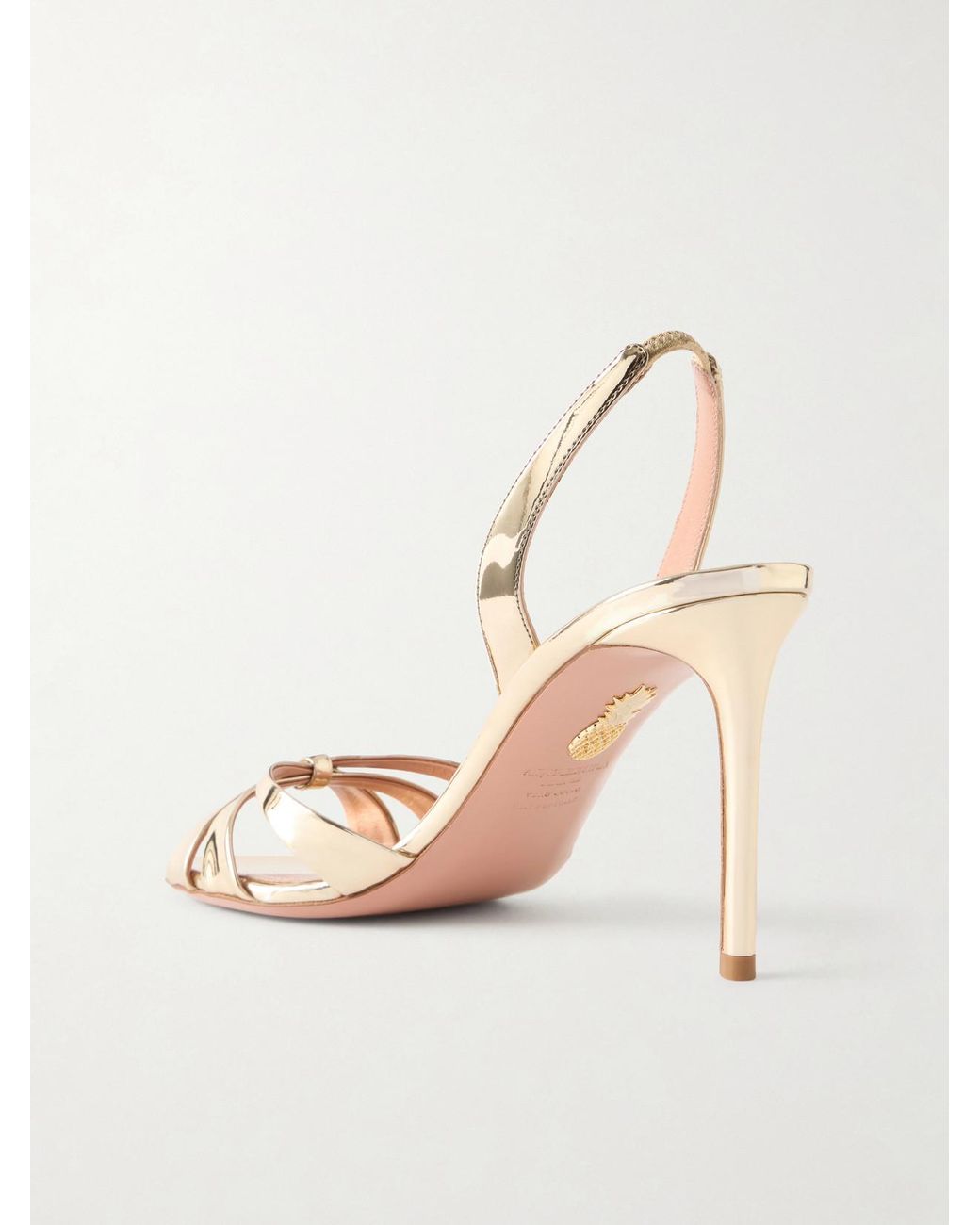 Aquazzura Natural Tati 85 Metallic Leather Sandals