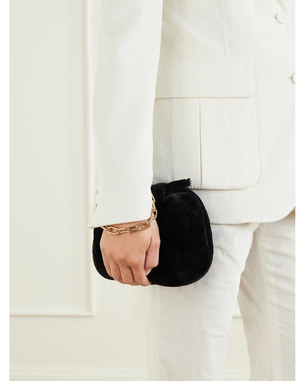 Gabriela Hearst Blue Soft Demi Shearling Clutch