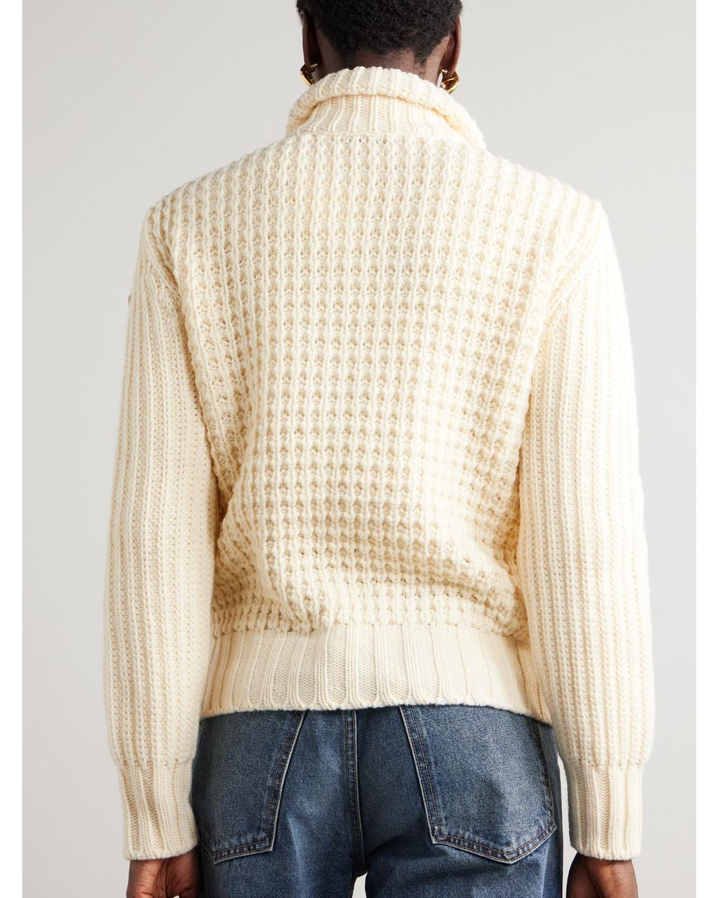 Moncler Natural Appliquéd Quilted Shell-Trimmed Wool And Cashmere-Blend Down Cardigan