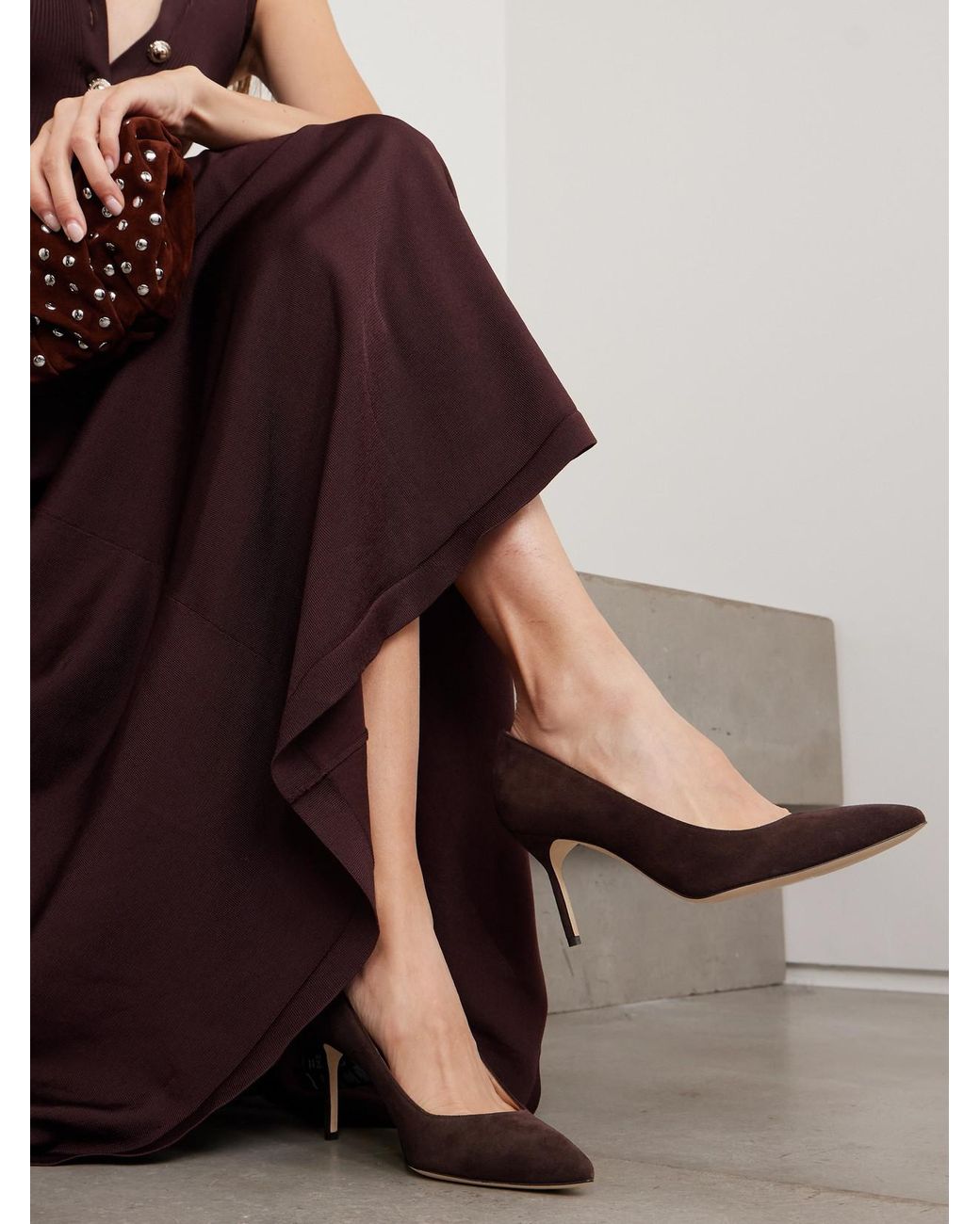 Manolo Blahnik Brown Bb 70 Suede Pumps
