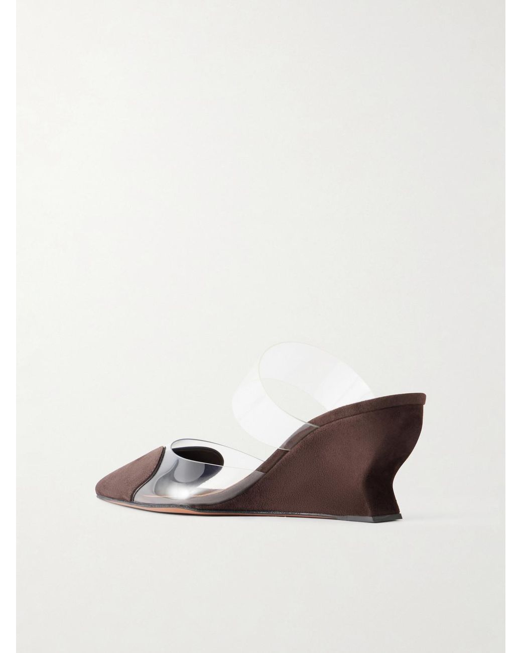 Alaïa Brown Le Coeur 60 Suede And Pvc Wedge Mules