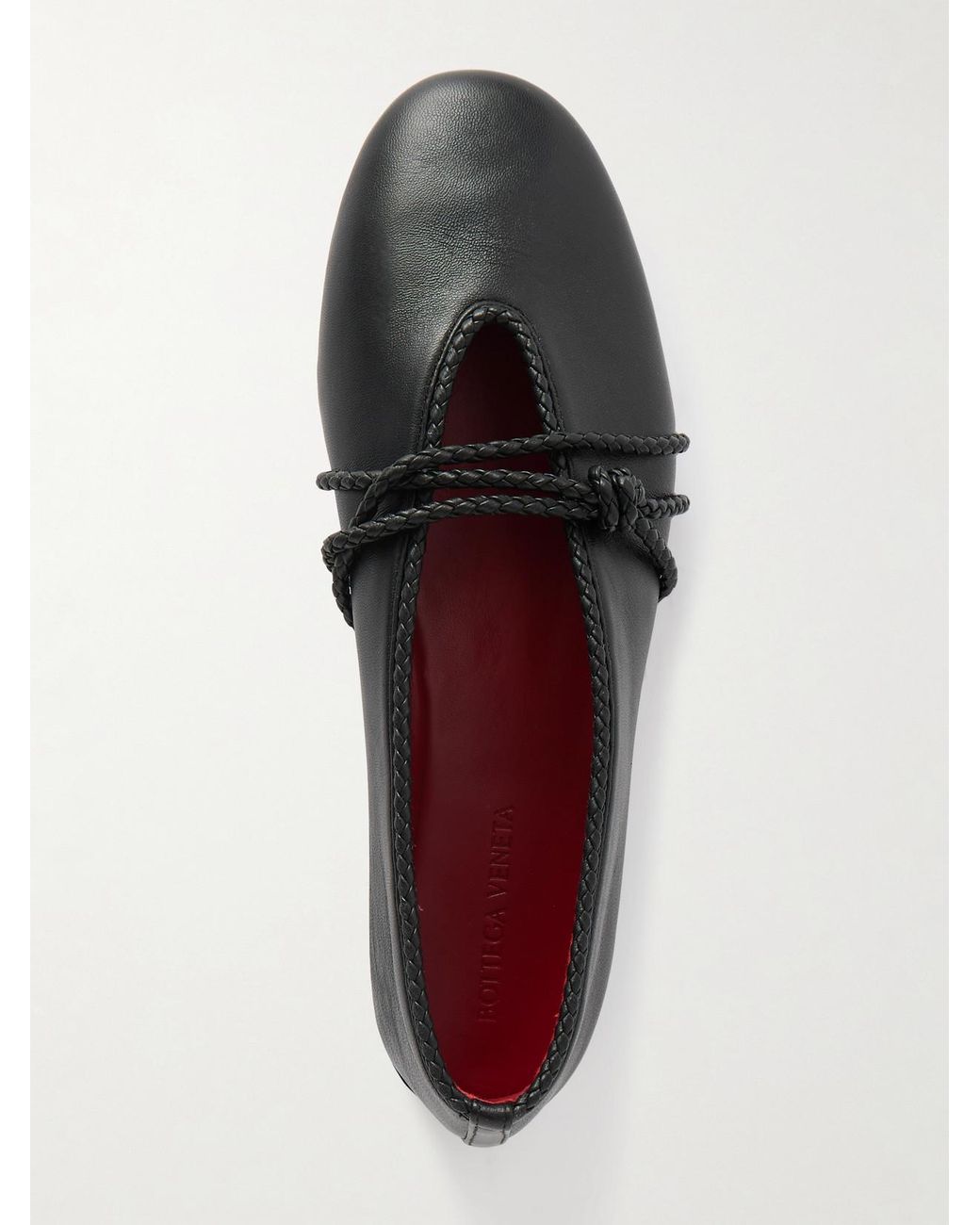 Bottega Veneta Black Rosa Intrecciato-Trimmed Leather Ballet Flats
