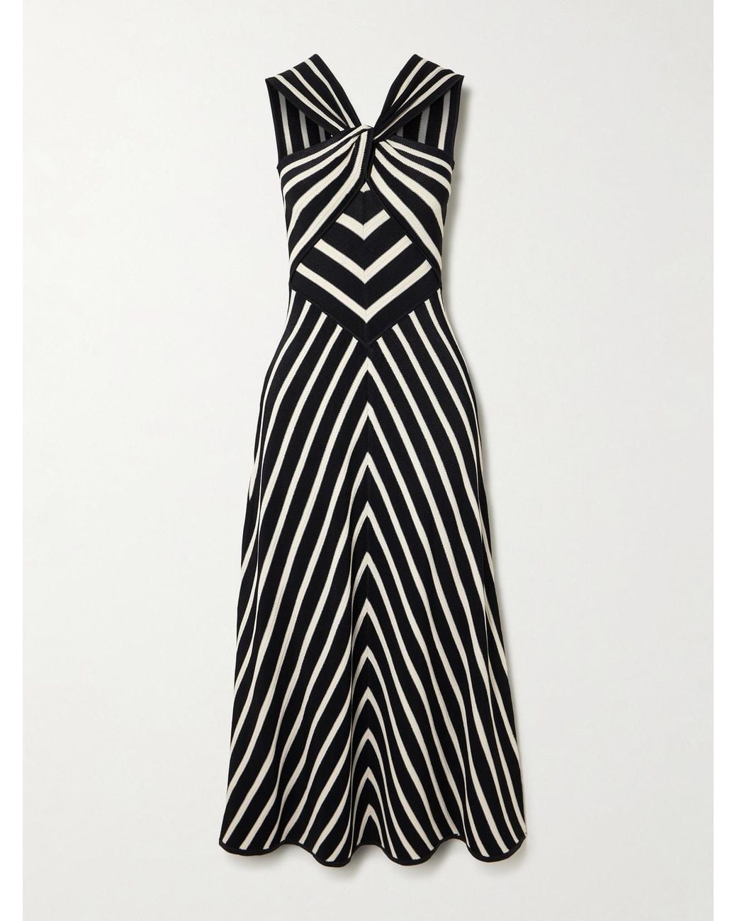 Zimmermann Illuminate Striped Knitted Midi Dress in White | Lyst