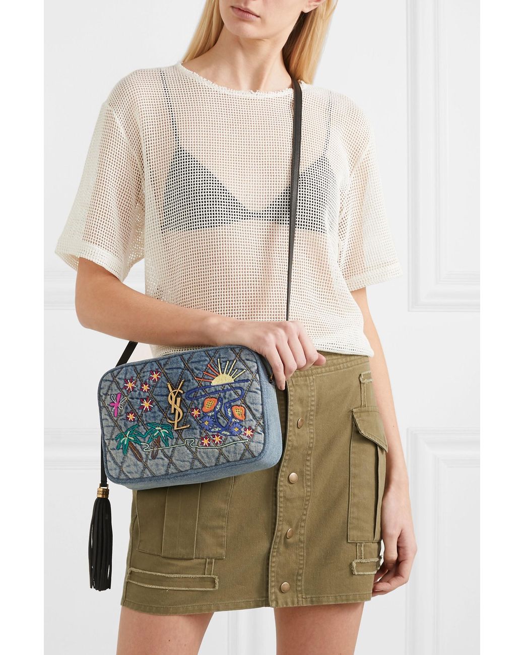Medium Denim Crossbody Bag in Mid Denim 