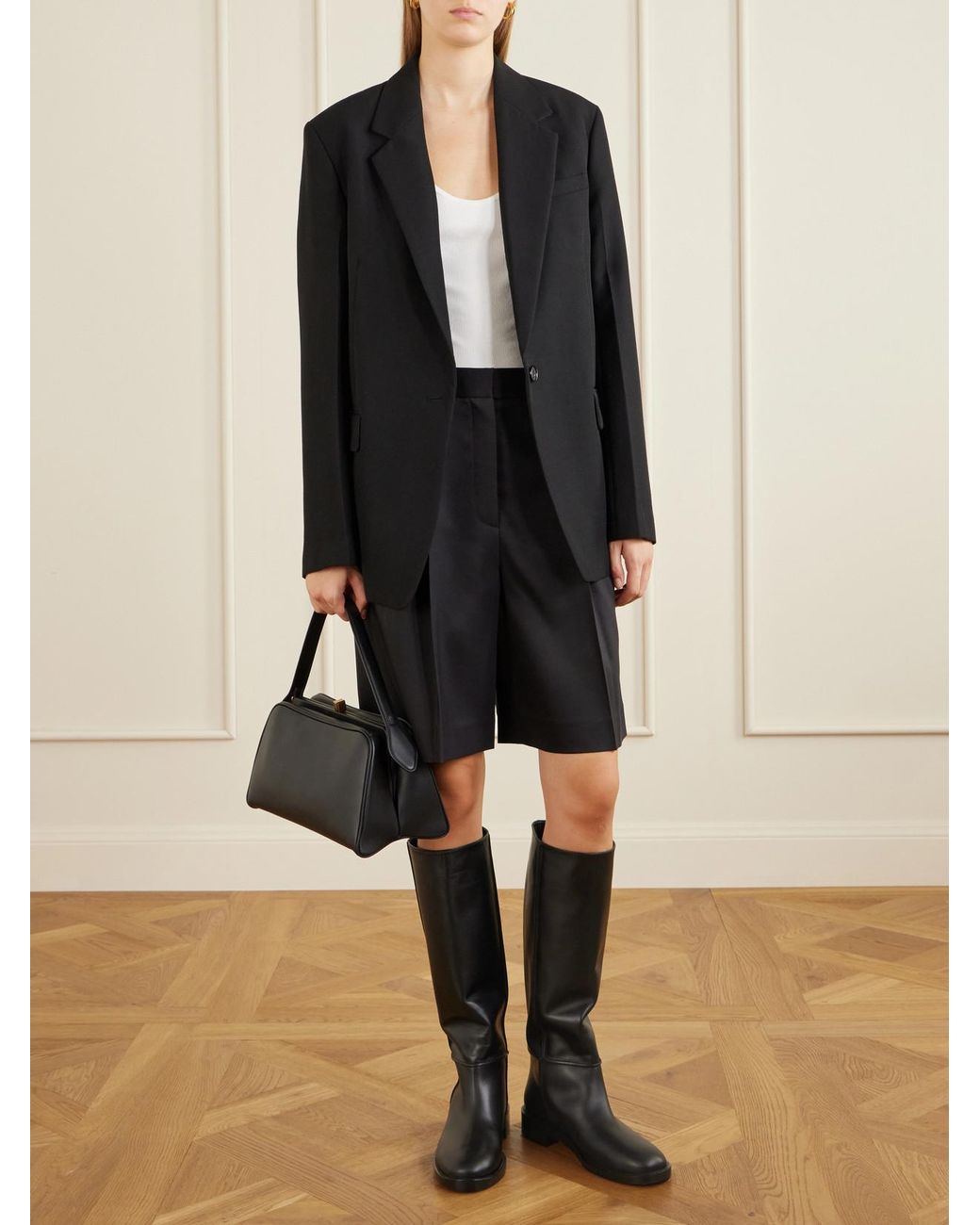 Gianvito Rossi Black Étrier Flat Leather Knee Boots