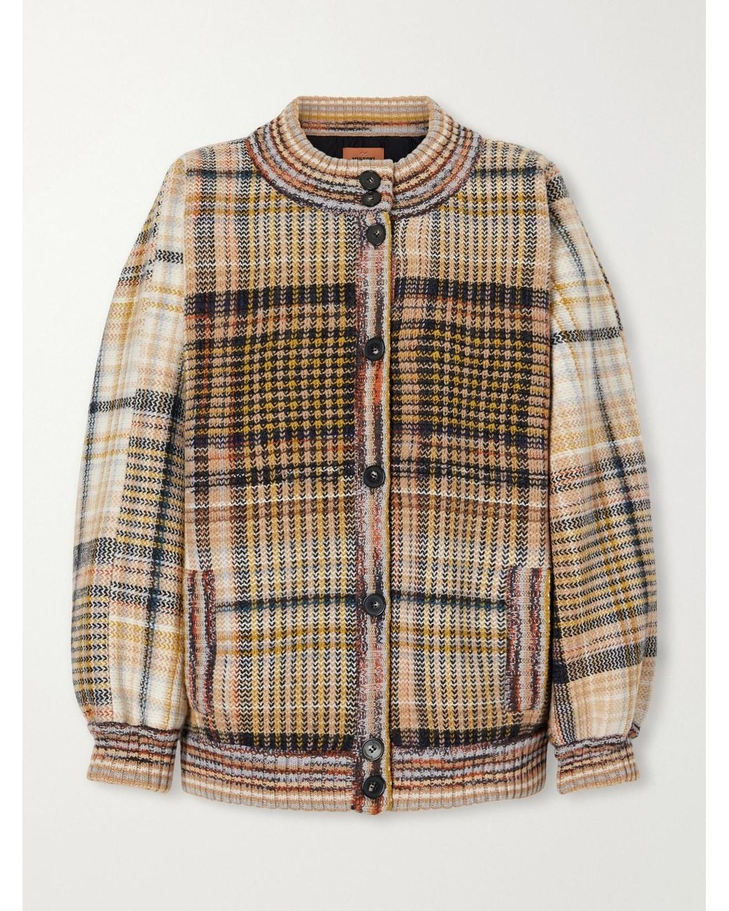 Missoni Natural Padded Checked Wool Bomber Jacket