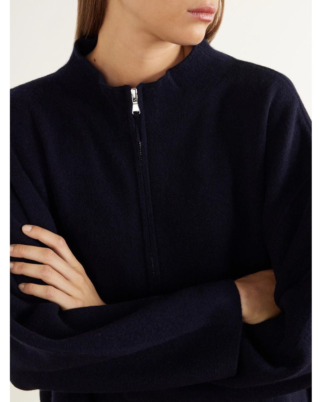 Allude Blue Wool And Cashmere-Blend Zip-Up Jacket