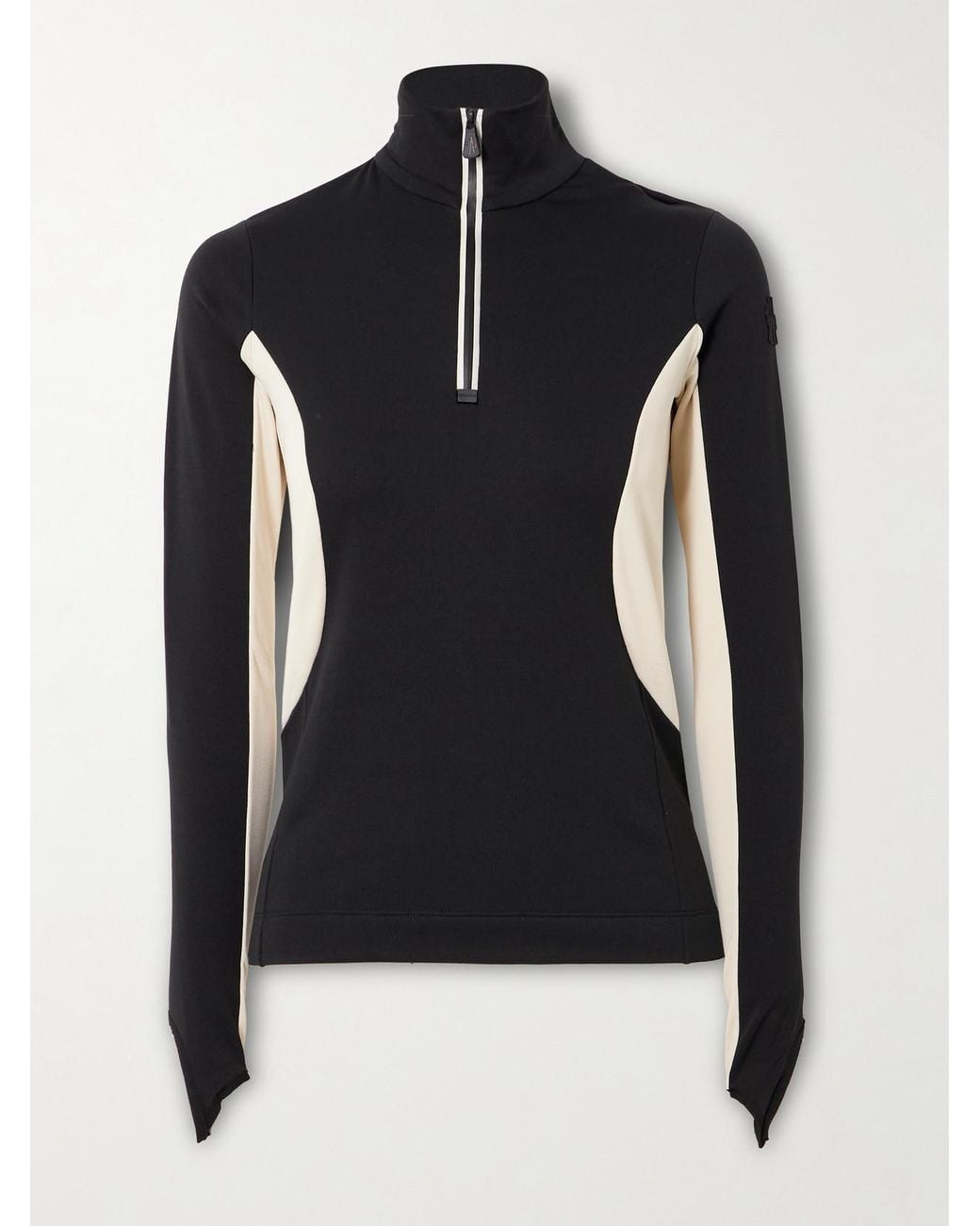 Moncler Black Color-Block Stretch-Jersey Base Layer