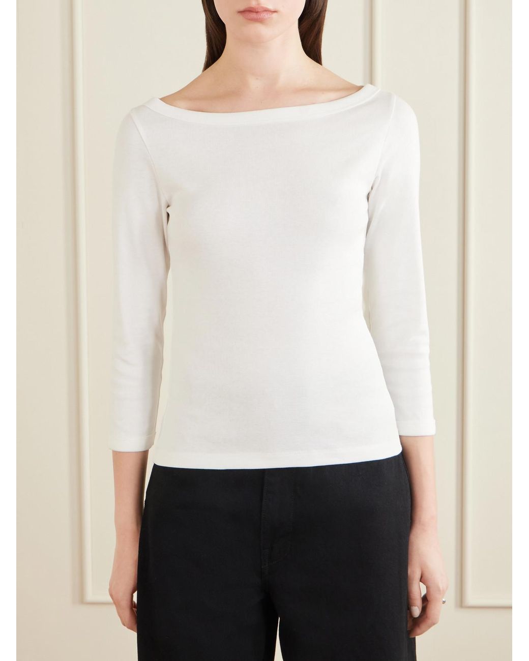 Flore Flore White Steffi Ribbed Organic Cotton-Jersey T-Shirt