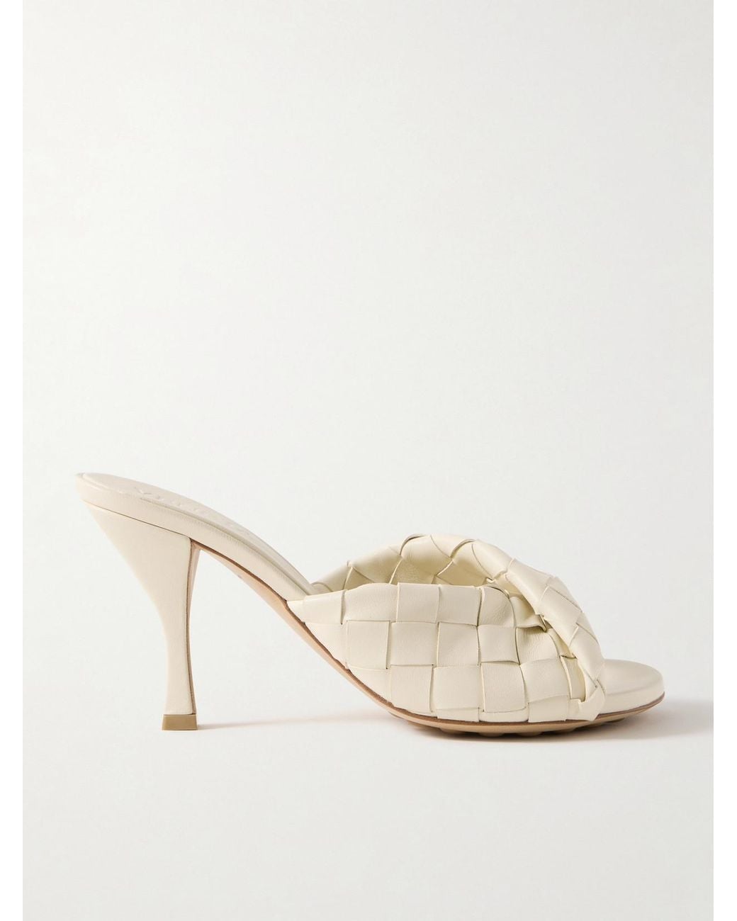 Bottega Veneta Natural Blink Twisted Intrecciato Leather Mules