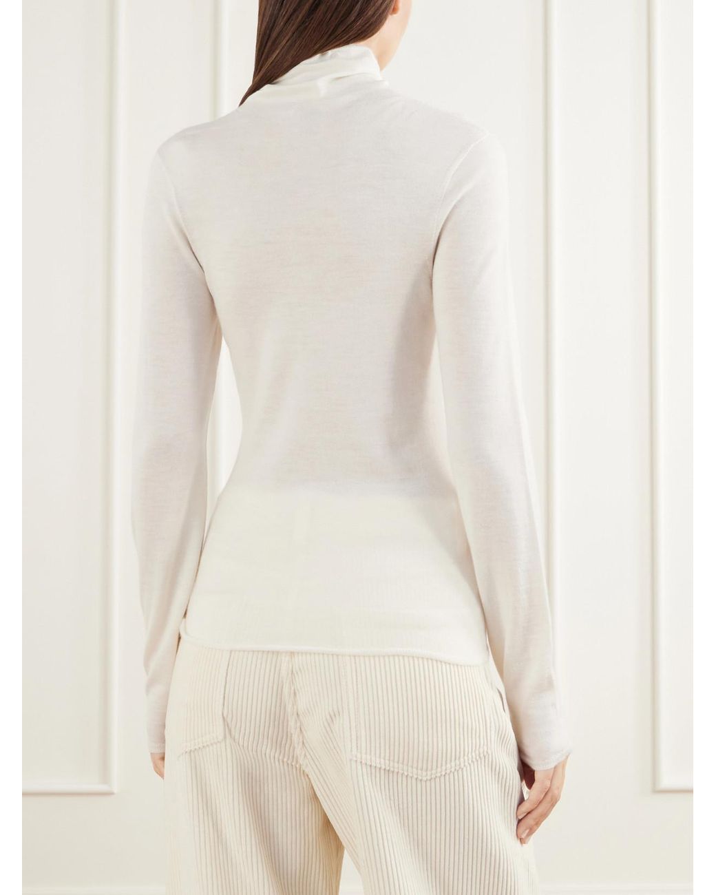 Almala White Farra Cashmere Turtleneck Sweater