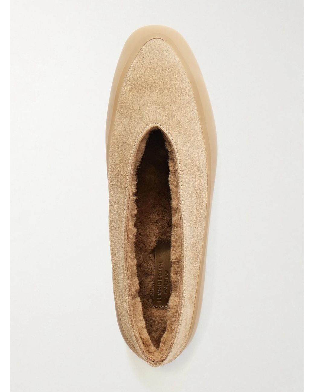 Le Monde Beryl Natural Apres Ski Rubber-Trimmed Suede Ballet Flats