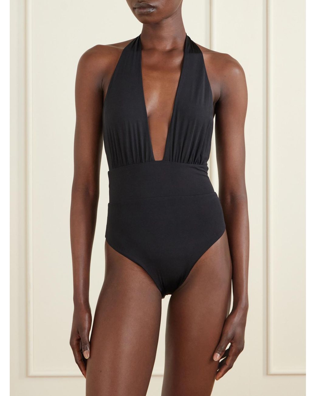Max Mara Black Beachwear Halterneck Swimsuit