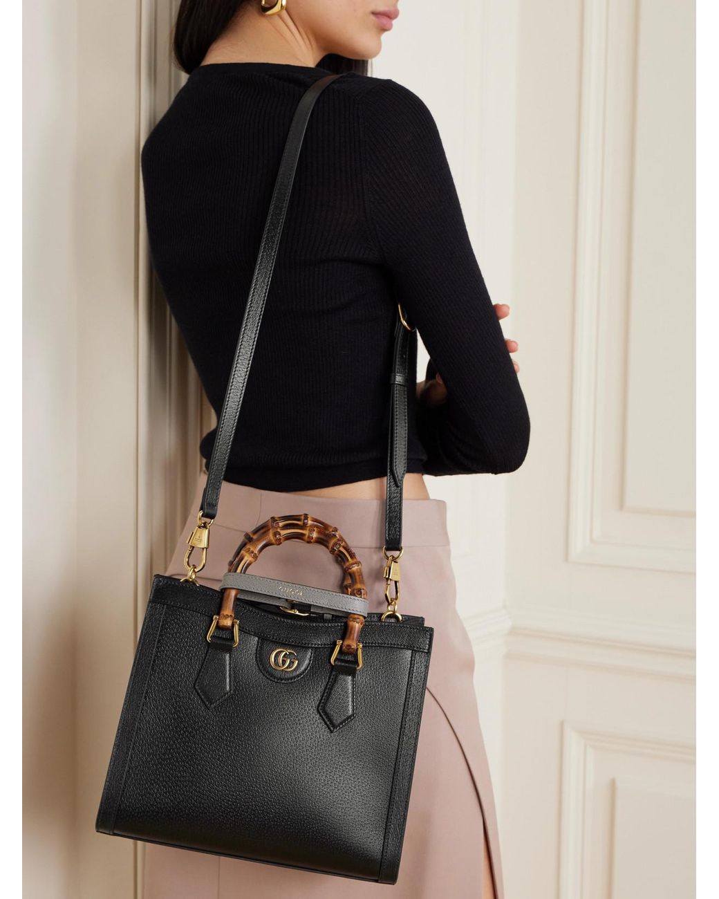 Gucci Black Diana Small Textured-Leather Tote