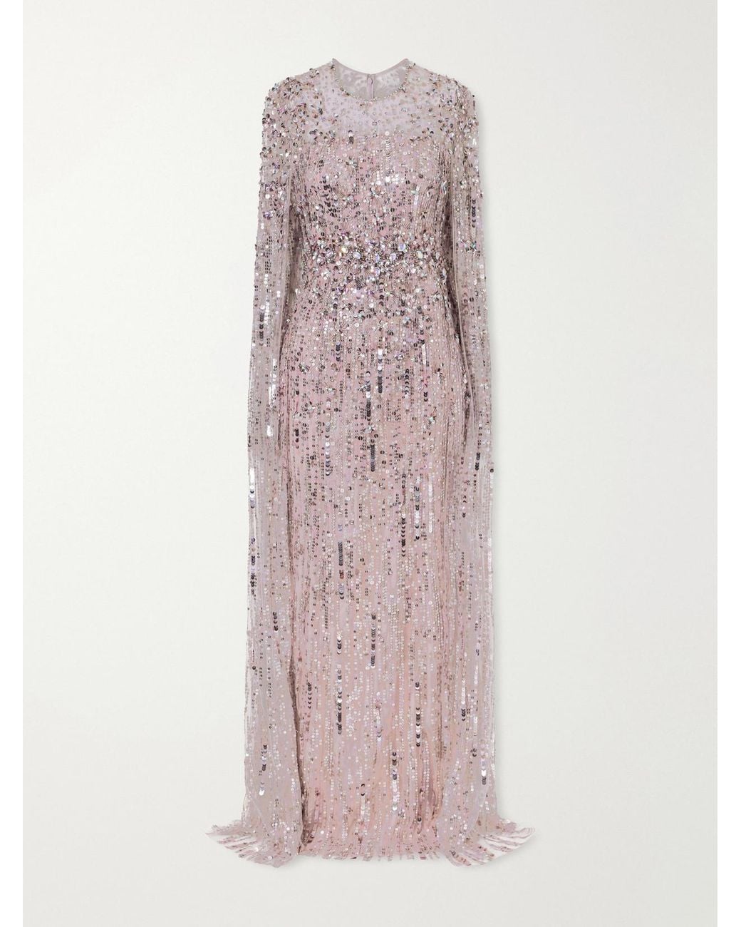 Jenny Packham Pink Ruby Sequined Tulle Gown