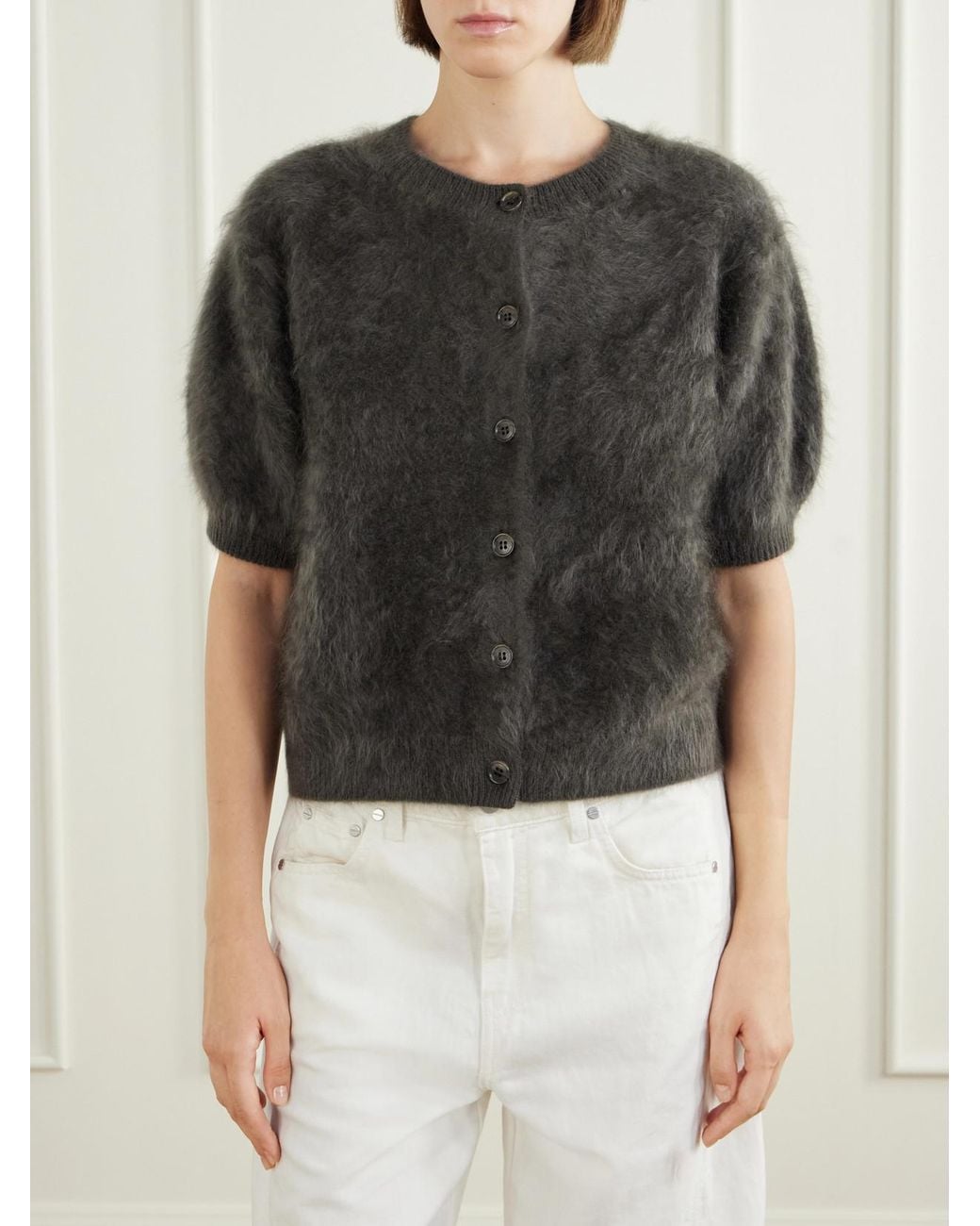 Lisa Yang Black Lucianne Brushed Cashmere Cardigan