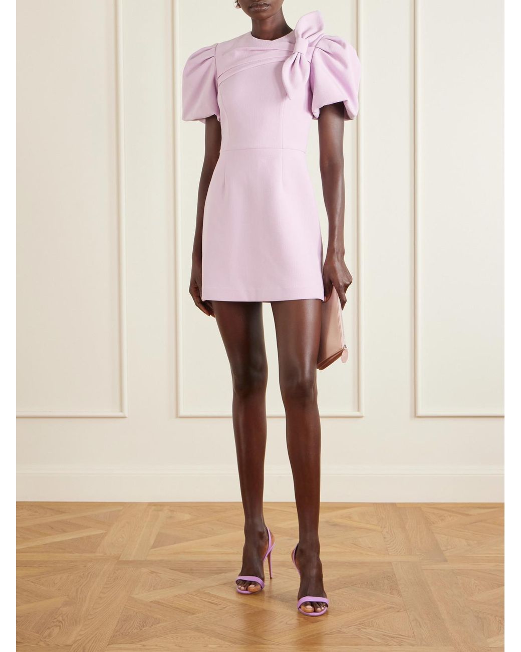 Rebecca Vallance Pink Yolanda Bow-Detail Crepe Mini Dress