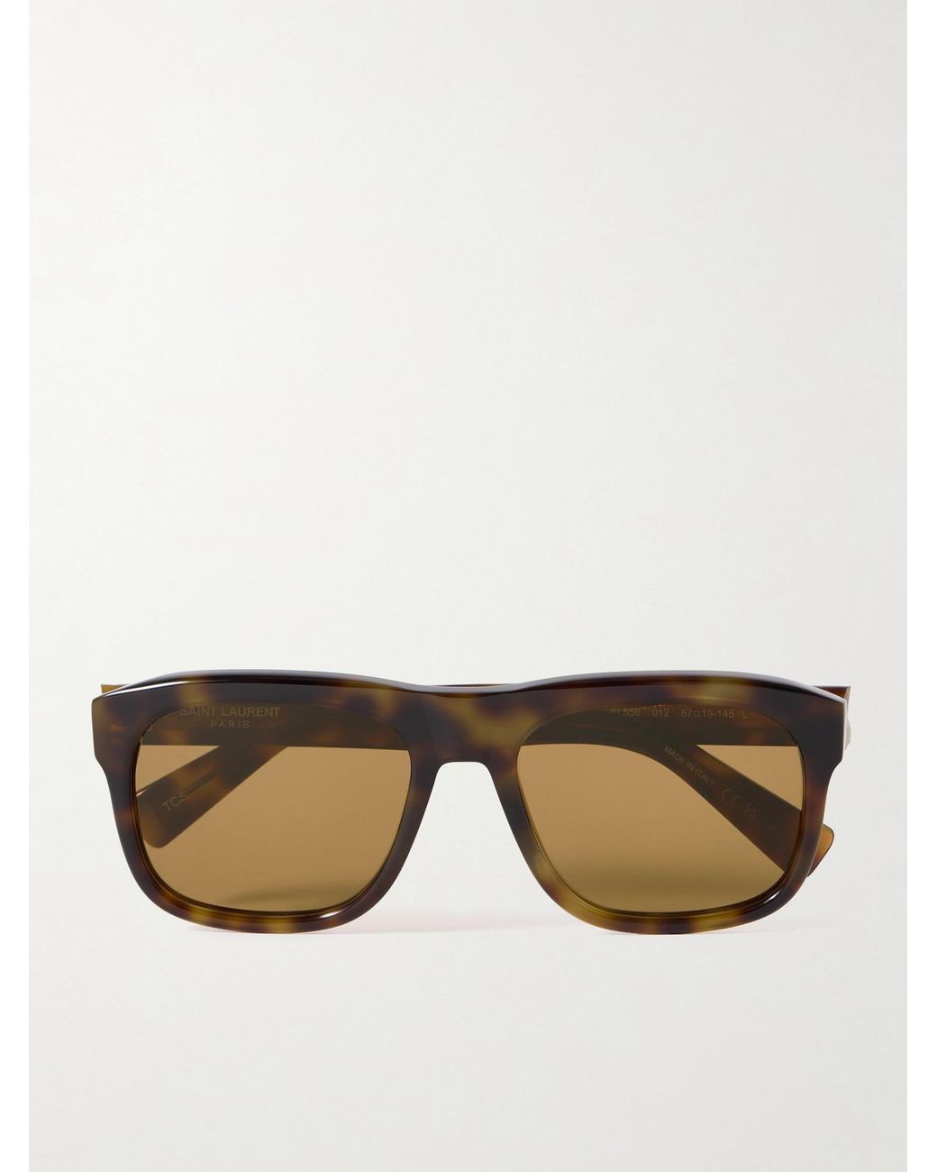 Saint Laurent Brown Square-Frame Tortoiseshell Acetate Sunglasses