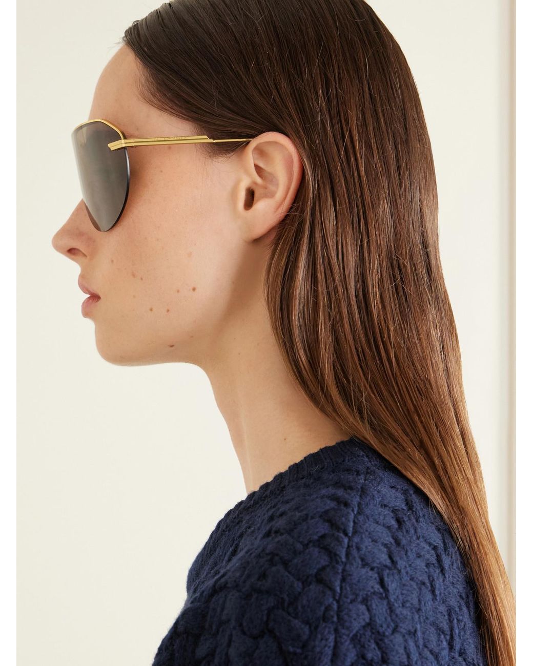Bottega Veneta Natural Long Ribbon Aviator-Style-Tone Sunglasses