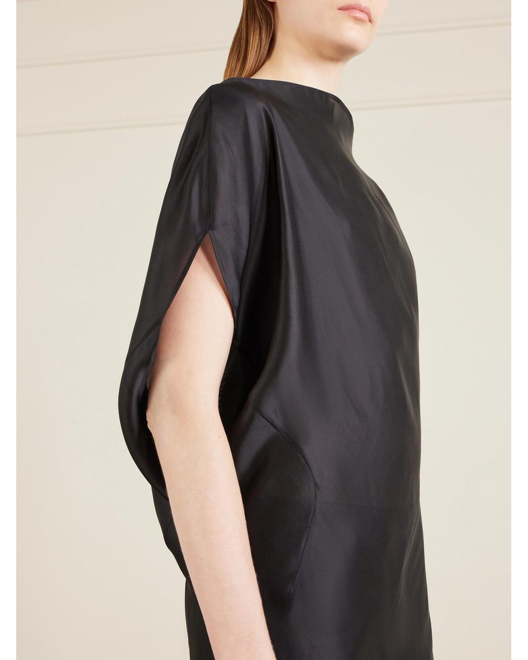 Khaite Black Poppi Satin Blouse